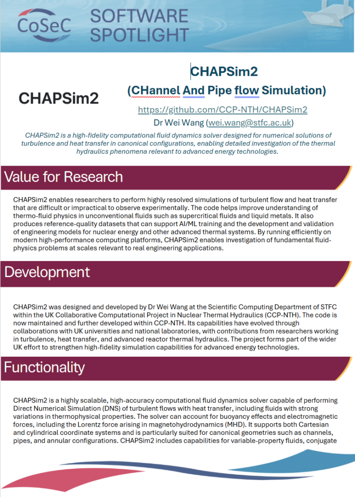 CHAPSim software spotlight page 1